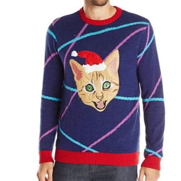 33 Degrees Light Up Cat Ugly Christmas Sweater - Picture 1 of 7